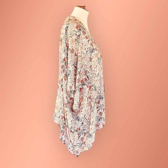 Floral Chiffon Kimono Cardigan Short Sleeve Blouse - Picture 7 of 9